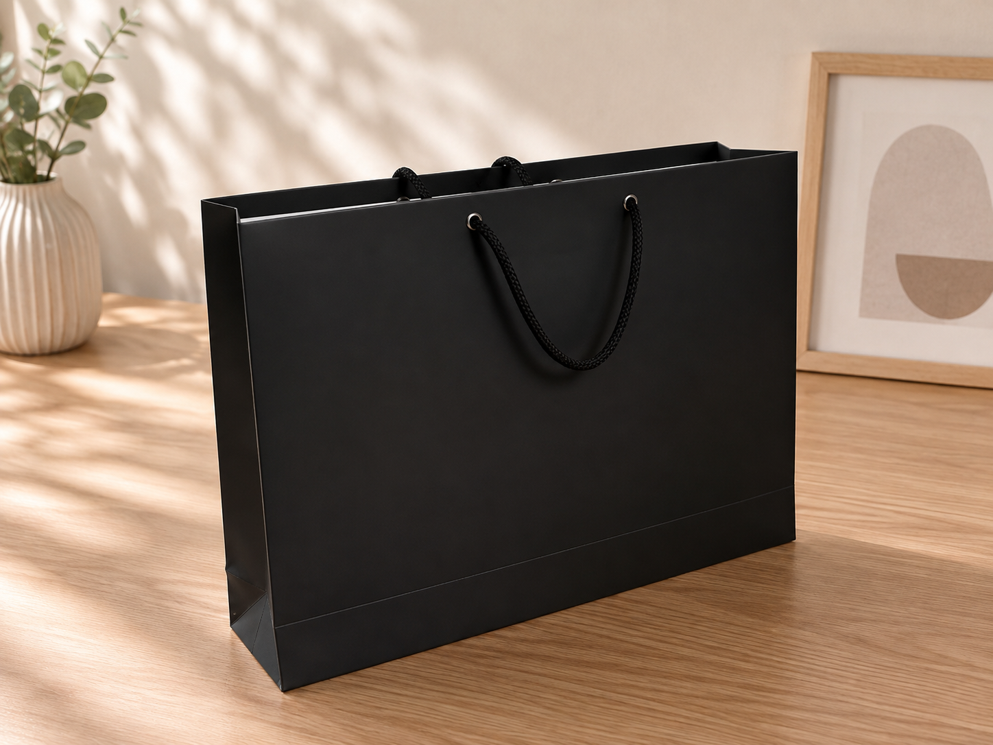 Black Paper Shopping Bag ( Without Print ,MOQ-50 Pcs )